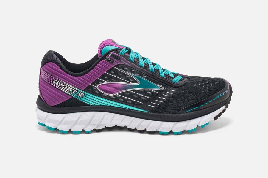 Tenis Corrida Brooks Ghost 9 Feminino Brasil - Pretas/Roxo 7534069-NG
